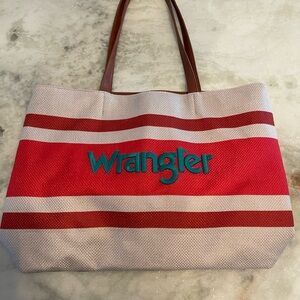 Wrangler Red and Cream Striped Tote